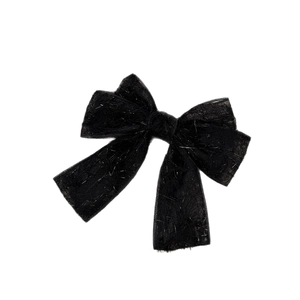 Pince à cheveux élégante en organza noir avec fil de lurex argenté pour femmes
