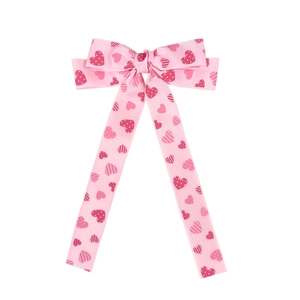 Fiocco per capelli rosa con stampe a cuore e nastri lunghi per San Valentino