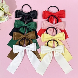 Chouchou à Cheveux avec Nœud en Ruban de Satin pour Femmes Filles Long Ruban Accessoires de Cheveux Doux et Élégants