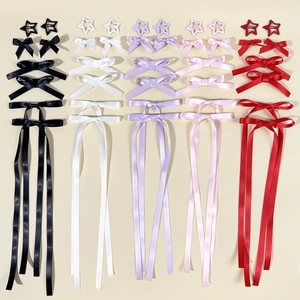 Ballet Style Satin Ribbon Bowknot Star Hair Clip Set For Women Sweet Streamer Duckbill Clip Headwear Hair Accessories Set