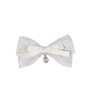 Barrette à cheveux avec nœud en dentelle blanche et pendentif perle élégant