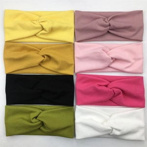 Bandeau Bébé en Coton Côte Nœud Torsadé Doux Élastique Couleur Unie Bandeau pour Tout-petits Nourrissons Enfants Accessoires de Cheveux à la Mode