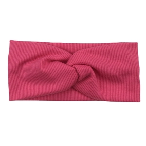 Bandeau élastique en coton côtelé rouge rose pour bébé avec design à nœud torsadé