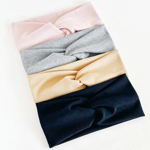 Bandeau Minimaliste Couleur Unie Croisé Torsadé en Coton Tricoté Doux Bande de Cheveux Casual Sport Yoga Accessoires