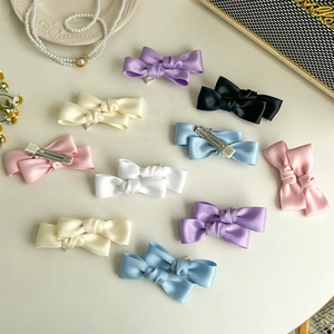 Sweet Double Layer Satin Bow Hair Clip For Women Versatile Fabric Duckbill Side Clip Elegant Fashion Hair Accessories Gift