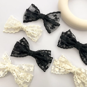 Pince à Cheveux Élégante Nœud en Dentelle Double Couche Vintage Broderie Cœur Fleur Barrette Français Doux Bec de Canard Femmes Accessoires Cheveux