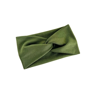 Bandeau croisé élastique vert olive minimaliste avec une texture en maille douce pour adulte