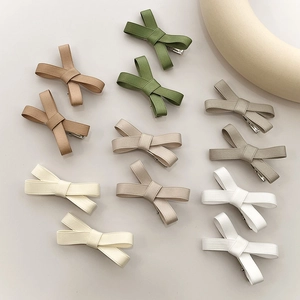 Sweet Grosgrain Ribbon Bow Hair Clips Minimalist Solid Color Bowknot Duckbill Clips Hairpin Headwear For Women Girls Gift