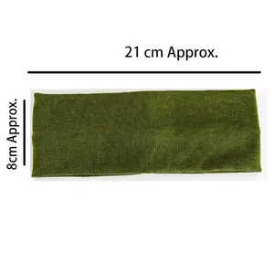 Olive green knitted ribbed sports headband for women with soft elastic texture 21cm x 8cm
