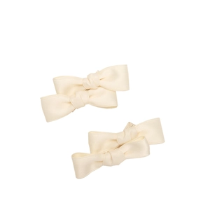Japanese style cream double layer grosgrain ribbon bow hair clips for women
