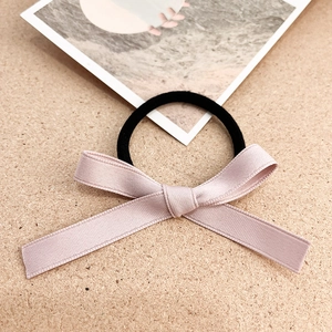 Elastici per capelli con fiocco rosa e fascia nera per donna, stile estetico minimalista