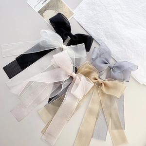 French Style Large Organza Bow Hair Clip For Women Sweet Mesh Ribbon Hairpin Elegant Korean Spring Clip Hair Accessories