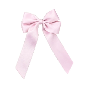 Pince à cheveux élégante en satin rose clair avec nuds et longs rubans soyeux