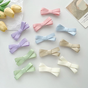 Barrettes à Cheveux Nœud Papillon en Sangle Faites à la Main Style Coréen Doux Couleurs Bonbon Pinces Bec de Canard pour Femmes