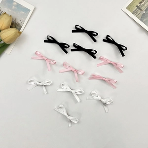 Douce Pince à Cheveux Nœud en Ruban Fait à la Main Petite Élégante Pince Bec de Canard Barrettes pour Femmes Filles Accessoires