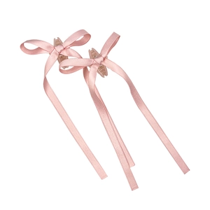 Mollette per capelli in raso rosa con nastri lunghi per acconciature eleganti balletcore