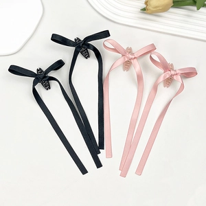 Fermaglio per Capelli a Pinza con Fiocco in Nastro di Raso Stile Balletto Francese con Nastri Lunghi Accessori Eleganti Donna