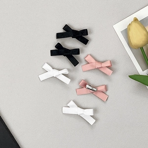 6-teiliges Set süße Schleifen-Haarspangen in Schwarz, Rosa und Weiß für Mädchen