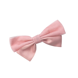 Elegant pink velvet and satin layered bow hair clip for women with vintage french style