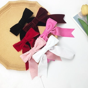 Vintage Velvet Bow Hair Clip French Style Long Streamer Barrette Sweet Bowknot Hair Accessories For Women Hair Styling