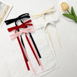 Luxus Ballett Stil Samt Schleife Haarclip Mit Langem Band Damen Haar Accessoires Süß Frisch Ente Schnabel Clip Kopfschmuck