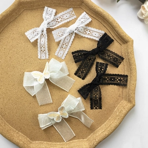 2 Pezzi Mollette per Capelli con Fiocco in Pizzo da Donna Stile Mori Ricamo a Farfalla Clip a Becco d'Anatra Accessori Capelli