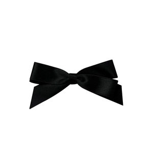 Elegant black satin ribbon bow hair clip with double-layer design for women