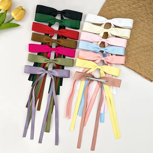 Lot de 14 barrettes à nœuds en satin coloré avec rubans longs et pinces crocodiles en métal