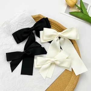 Elegant Satin Bow Hair Clip For Women Handmade Sweet Ribbon Hairpin Versatile Back Head Side Bangs Clip Hair Accessories