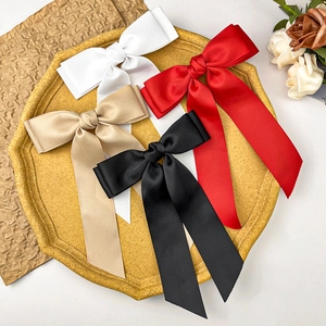 Women Japanese Style Bow Hair Clip Grosgrain Ribbon Long Streamer Duckbill Clip Elegant Sweet Handmade Hair Accessories