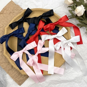 Elegant Satin Long Ribbon Bow Hair Clips For Women Girls Ballet Style Sweet Hair Accessories For Daily Party Wedding Hair Pin