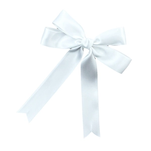 Pince à cheveux élégante en ruban de satin blanc avec finition brillante pour femme