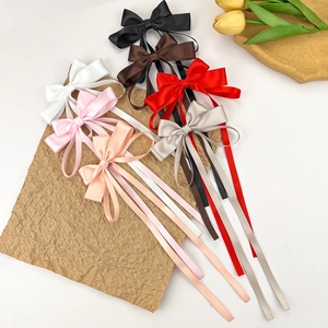 Sweet Bowknot Hair Clip With Long Ribbon Streamer For Women Elegant Ribbon Butterfly Hairpin Daily Party Hair Accessory