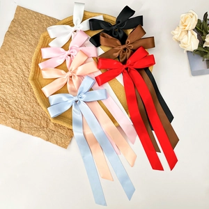 Barrette à Nœud en Ruban de Satin Fait à la Main Avec Longs Rubans Style Coréen Coiffure Douce pour Femmes Décorative