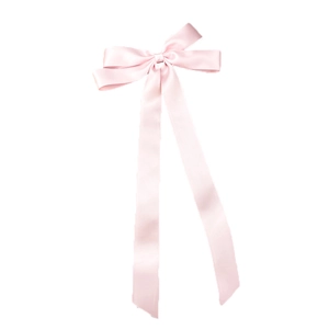 Pince à cheveux nœud en satin rose clair élégante avec de longs rubans
