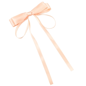 Barrette à cheveux élégante en satin pêche avec nœud et longs rubans soyeux