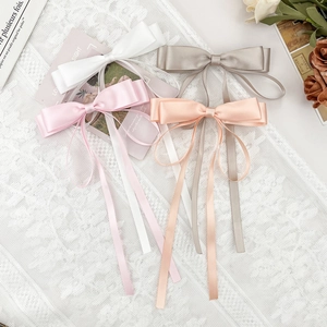 Pince à Cheveux Élégante en Satin avec Nœud Papillon et Long Ruban pour Femmes Barrette Style Français Accessoires de Cheveux
