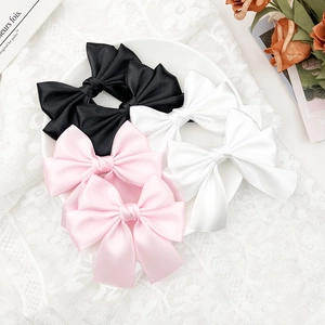 Korean Style Sweet Satin Bow Hair Clip Large Ribbon Barrette Elegant Duckbill Clip For Women Girls Hair Accessories