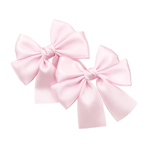 Elegant light pink satin bow hair clip for women with premium silk texture and glossy finish