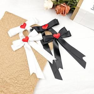 Elegante Fermaglio Per Capelli Con Fiocco In Raso E Cuore Rosso Nastri Lunghi Stile Coreano Accessori Per Donna