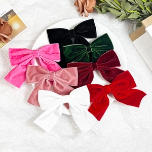 Vintage Sweet Velvet Bow Hair Clips Elegant Double Layer Butterfly Duckbill Clips For Women Hair Styling Accessories