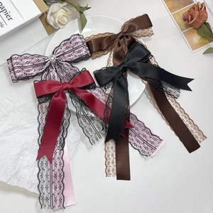 Gothic Lace Bow Streamer Hair Clip For Women Japanese Sweet Cool Style Alligator Clip Punk Lolita Hair Accessories