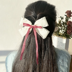 Fermaglio per Capelli Giapponese a Quadri con Volant Dolce Fiocco in Nastro Becco d'Anatra Vintage Donna Accessori