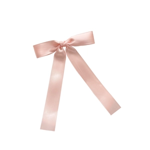 Barrette à cheveux avec nœud en satin rose et rubans longs, accessoire mignon pour femmes