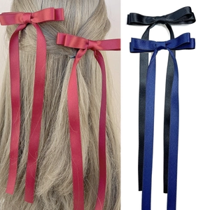 Satin Ribbon Bow Hair Clip Long Streamer Duckbill Hairpin Elegant French Style Hair Accessories For Women Girls Daily Wear
