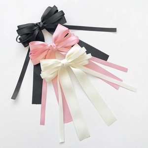 Elegant Satin Double Layer Bow Hair Clip With Long Streamers Sweet Princess Hairpin For Women Daily Party Hair Accessory