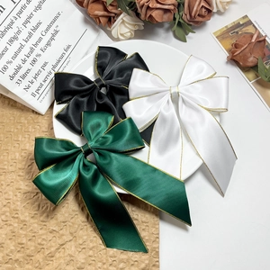 Französische Elegante Satin Schleifen Haarspange Mit Goldrand Große Band Haarnadel Für Damen Täglich Party Kopfschmuck Zubehör