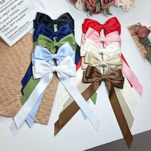 Elegant Satin Ribbon Bow Hair Clip With Long Streamers French Style Alligator Clip For Women Wedding Party Hair Accessories