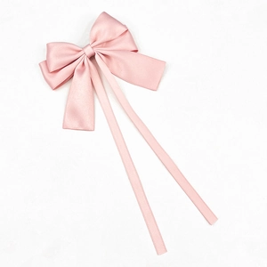 Barrette à cheveux élégante en satin rose avec longs rubans, accessoire de coiffure chic