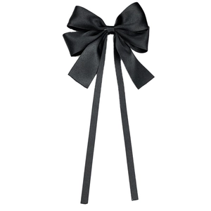 Pince à cheveux élégante en satin noir avec longs rubans pour accessoires cheveux